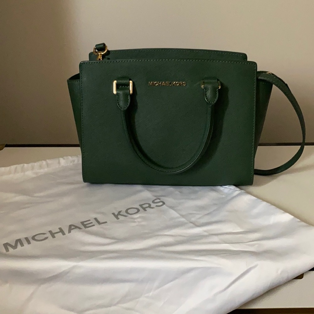 Emerald green Michael Kors leather bag